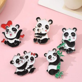 ARFUKA Pack of 5 Panda Brooch Pin Set Brooch Pins Pin Gift for Men and Women Clothing Bags Jackets, Metal