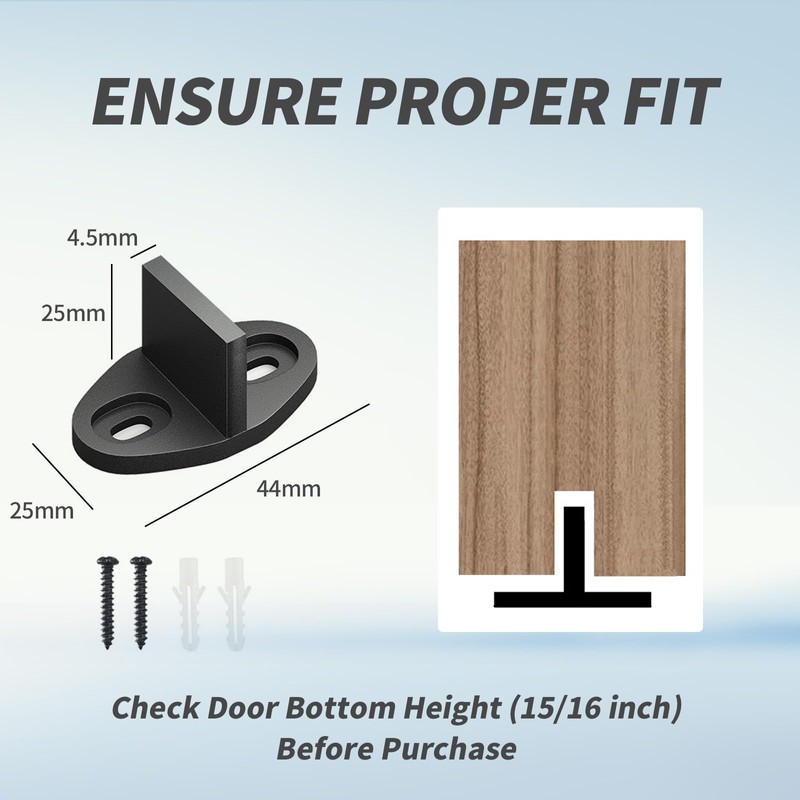 4Pack Black Floor Guide for Sliding Barn Door Hardware T