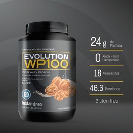 Combo EVOLUTION: Proteína de Suero de Leche WP100 Nuez (1400g) + Creatina Monohidratada (250g) Whey Protein 18 Aminoácidos, Sin Gluten, Sugar Free Pre y Post Workout