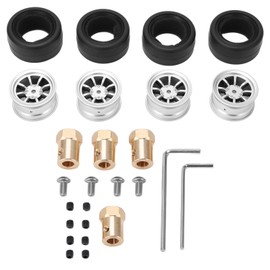 4Pcs Rubber Tire Wheel Hub 12mm Brass Combiner Set RC Car Upgrade Parts for WPL D12 Remote Control Car