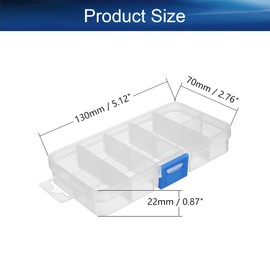 Yinpecly 10 Grids Single Buckle PP Component Storage Box Container Clear White with Removable Dividers Electronic Component Containers Tool Boxes 4pcs