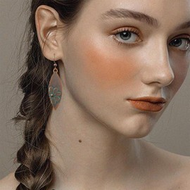 Gdpaddy Boho Vintage Copper Sunflower Teardrop Leaf Dangle Drop Earrings Bohemian Trendy Ethnic Geometry Hook Earrings for Women (Bronze Flower)