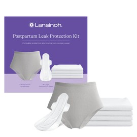 Lansinoh Leak Protection Postpartum Essentials, 30 PCS Labor and Delivery Essentials, Mom Care Kit with Six Disposable Postpartum Underwear, Twenty Large Postpartum Pads and Four Waterproof Bed Mats