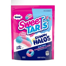Sweet Tarts  New Limited Sweet Tarts Gummy Halos Blue Punch Strawberry Cream Bag 11oz