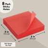 Juvale 8 Pack Bright Red Sticky Notes 3x3 Inch Self-Stick