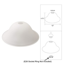 Giluta Floor Lamp Glass Shade Replacement Globe -Fitting Opening 1.625" Modern Frosted Style Light Fixture Shade, Height: 4.75 inches, Width: 12 inches. Lipless