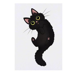 'Rolling Black Cat' Temporary Tattoo - Water Resistant, Skin-Safe, Non-Toxic Transfer (TO00074957)