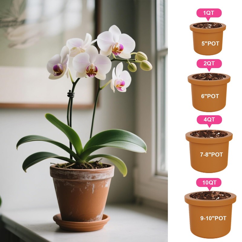 Omitgoter Organic Orchid Potting Mix 1qt, Mixture of Orchid Bark