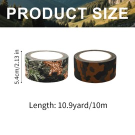 Sinbana 2 Rolls Camo Silencing Tape, 10.9 Yard Self-Adhesive Hunting Camouflage Silencing Form Tape Camo Stealth Wrap for Outdoor Hunting Camping Strips Gear Accessories(2 Styles)