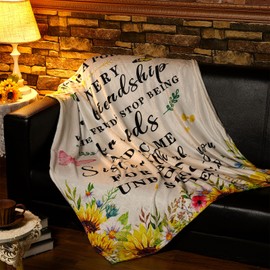 Irenare Best Friend Sister Blanket Inspirational Gifts for Women Christmas Friendship Throw Blanket 50" x 60" Soft Sunflower Flannel Blanket BFF Birthday Present for Fall Thanksgiving(Best Friend)