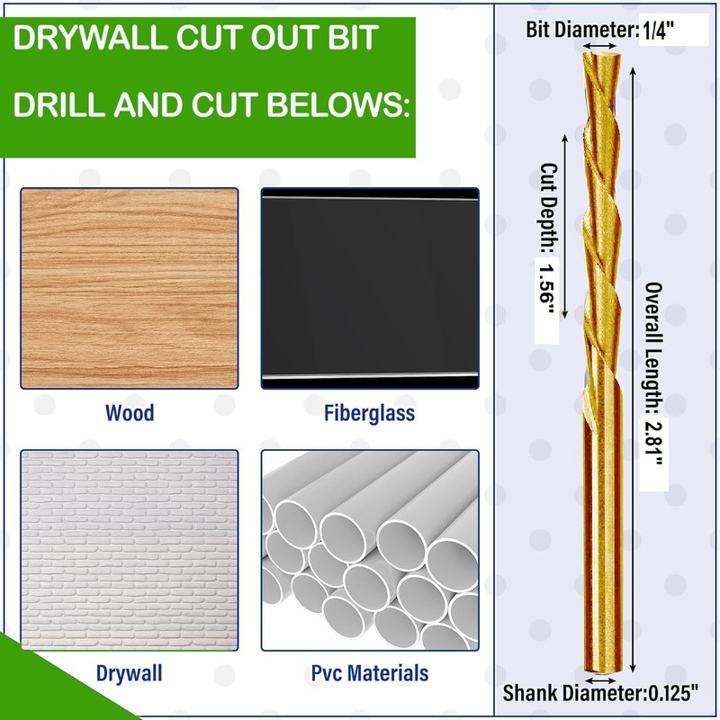Drywall Cut Out Bit Sabre Point HSS Cutout Router Bit