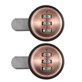 2pcs Zinc Alloy Mechanical  Password 3-Digit Code Mailbox Cabinet LockRed Copper 20mm/0.79in