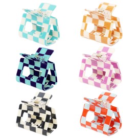 Small Hair Clips, 6PCS Hair Clips for Women Girls Hair Claw Clips Checkered Hair Clip Special Cute Claw Clips for Thick Thin Hair, Styling Non-slip Colorful Y2k Styles 90s Outfit Hair Accessories