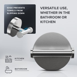 ovimar Double Towel Hook Hirsthneck | for Drilling | Stainless Steel | Silver | for the Bathroom as Towel Rail | Hook Can also be Used as Tea Towel Holder or Jacket Holder for Gluing