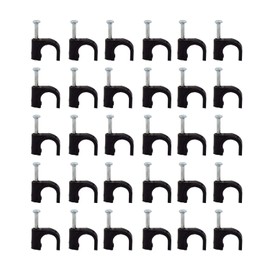 Lvcky 8mm Round Steel Nails Cable Clips, Black (Pack of 100)