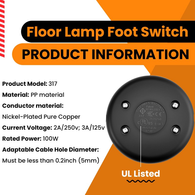 Aifeier ET 6-Pack Floor Lamp Pedal Switch, Lamp Push Button