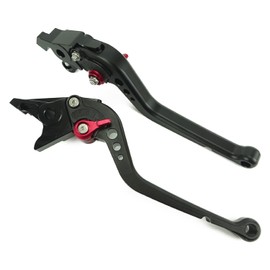 S21 Black (Red) Suzuki Brake Clutch Lever, 6 Adjustable Levels, Long, Fits V-Strom 1000, GSX1300R Hayabuta, Bandit 1200, etc