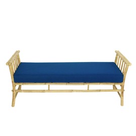 ZEW Handcrafted Natural Bamboo Entryway Bedroom Bench with Armrests Daybed Lounger with Detachable Mattress