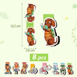MEJOSER Pack of 8 Bookmarks Magnetic School Enrolment Gifts School Child Magnetic Bookmark Magnetic School Cone Filling Contents for Children Girls Boys First Day of School