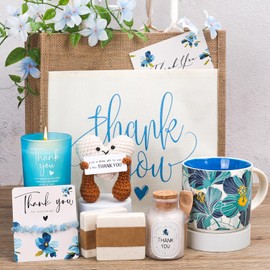 pengtai Thank You Gifts for Women,Thank You Gift Set for Coworker,Friend,Teacher,Nurse,Appreciation Gift Basket with Tote Bag Mug,Candle