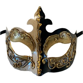 LannaKind Handmade Venetian Mask Eye Mask Colombina for Men and Women (C01 Black)