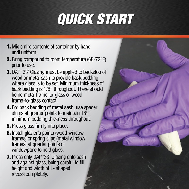 DAP '33' Window Glazing, White, 8 Oz (7079812120)