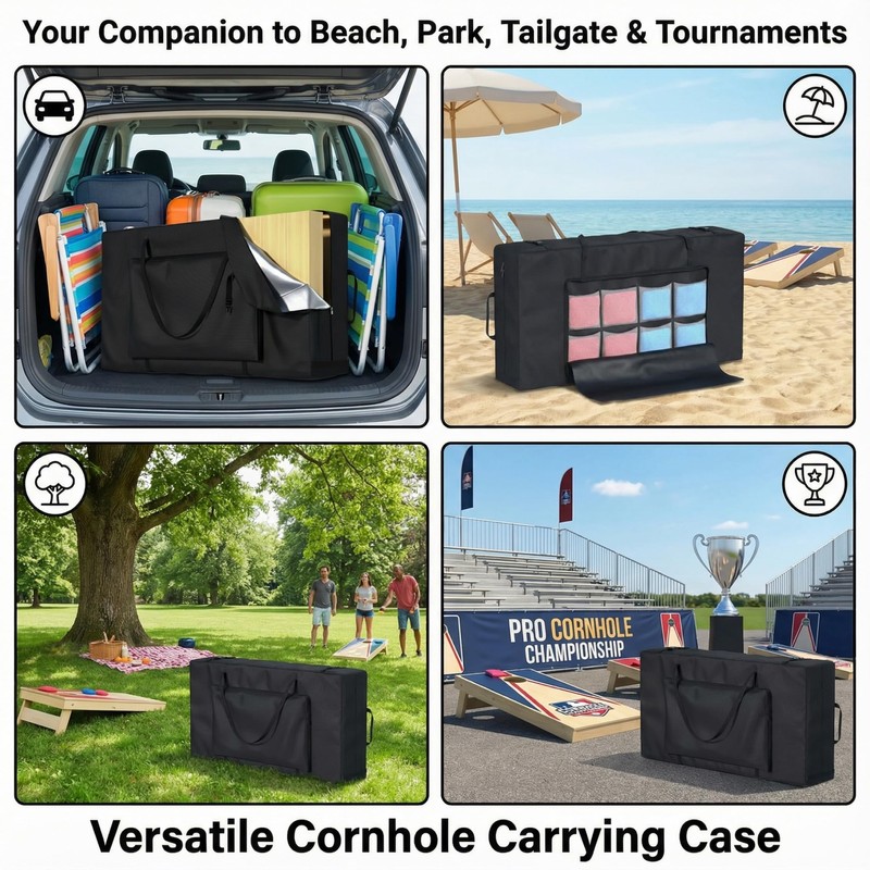 APOLAI 7 Cornhole Carrying Case Fits 4' x 2' Regulation