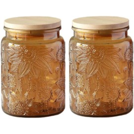 MIUVA 23.7 FL OZ Colorful Glass Jars, 2 Pack Vintage Glass Kitchen Storage Counter Jar, Candy Jars with Lids, Colorful Mason Jars Hold Coffee Beans, Tea, Cookie, Sugar, Bath Salts - Color: Yellow-2 Pcs
