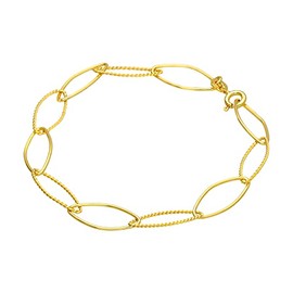 jewellerybox Gold Plated Sterling Silver Twisted Oval Link Chain Bracelet
