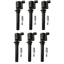 ENA Set of 6 Platinum Spark Plug and 6 Ignition Coil Pack Compatible with Mercury Ford Mazda 2000 2001 2002 2003 2004 2005 2006 2007 2008 Sable Taurus Tribute MPV 6 3.0L Replacement for FD502 SP432