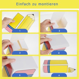 Gleemix School Pencil Gift Box, First Day of School Popcorn Boxes, School Introduction Candy Bar Cups, Party Gifts, for School and Classroom Decorations