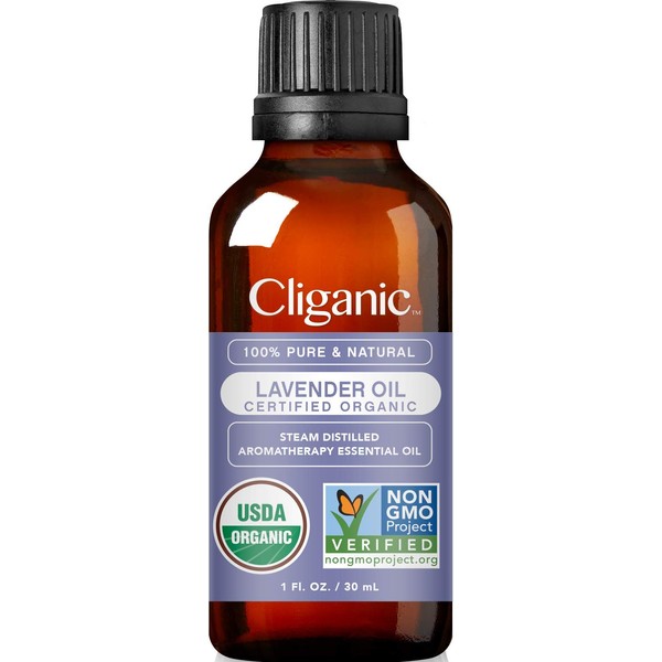 Cliganic USDA Organic Lavender Essential Oil, 1oz - 100% Pure Natural Undiluted, for Aromatherapy Diffuser | Non-GMO Verified