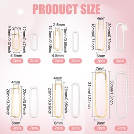 BENECREAT 24PCS Real 24k Gold Plated and 925 Silver Plated Brass Linking Rings, 12 Styles of Oval Gold Plated Brass Jewellery Linking Rings for Bracelets, Necklaces