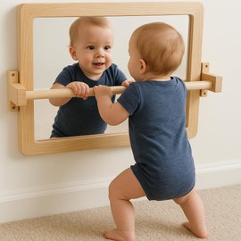 Ogears Montessori Baby Pull Up Bar, Montessori Small Mirror is Suitable for Babies Aged 6 to 18 Months, Infants Registry Item, 19.7 * 15.8 inches