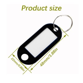 10 Pcs Plastic Key Tags with Split Ring Label Window, Keychain ID Name Tags, Keychains with Tag for Hotel, Office, School, Luggage, Pets Identification