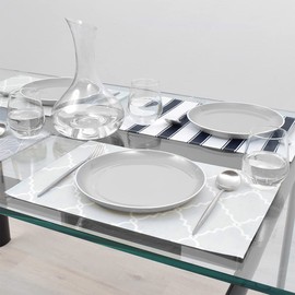 Style Decor W2801300 Placemat, 100% Cotton, Set of 2, Washable, Fabric, 11.8 x 17.3 inches (30 x 44 cm), Standard, Gray, Simple, Stylish