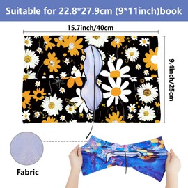 craspire April Daisy Stretchy Book Cover with Floral Pattern Washable Reusable Large Book Cover Made of Nylon Book Protector Elastic Notebook Covers for 9 x 11 Inch Hardcover Books Textbook