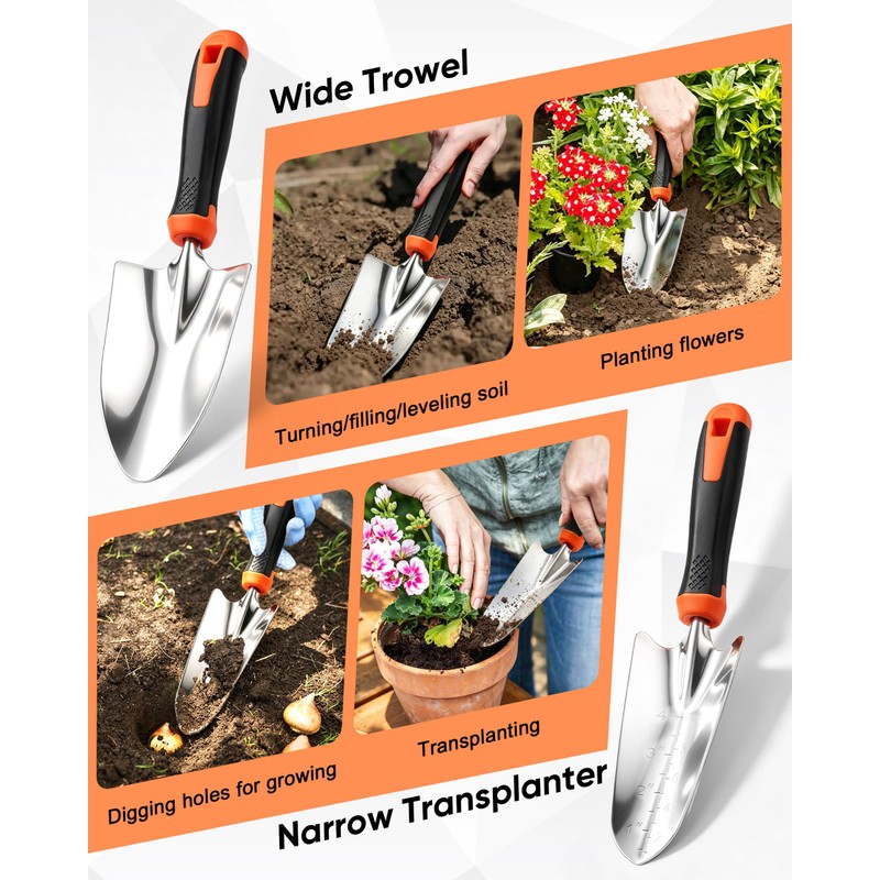 9-Piece Stainless Steel Garden Tools Set, HaSteeL Outdoors Gardening Hand