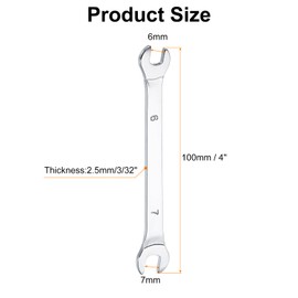 sourcing map Super Thin Open End spanners Metric, 6mm x 7mm, Slim Chrome-Vanadium Steel Wrench Tool for Tight Space Repair