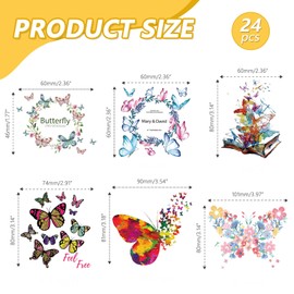 Pilikoll 24 Pcs Butterfly Theme Iron on Transfers for Clothing Colorful Butterfly Iron on Decals Butterfly DIY Iron On Stickers Butterfly Heat Transfer Patches for Clothing T-Shirt Uniform DIY Fabric