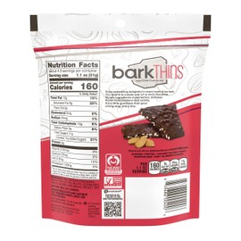 barkTHINS Dark Chocolate Almond and Sea Salt Snacking Chocolate, Holiday, 4.7 oz Bag