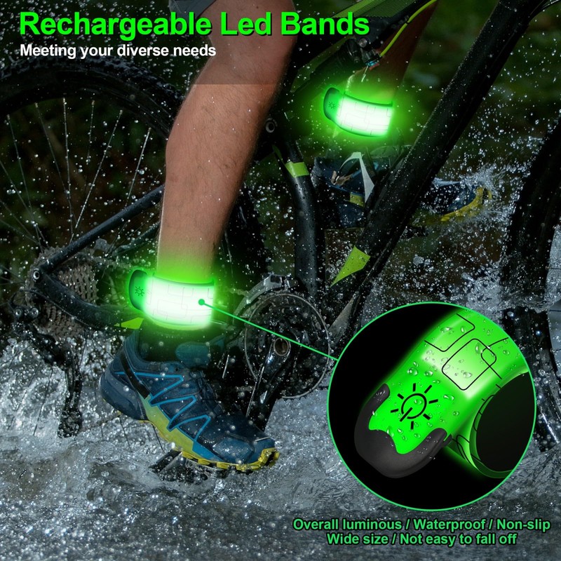 LED Armband Rechargeable, 2Pcs High Visibility Running Gear for Night