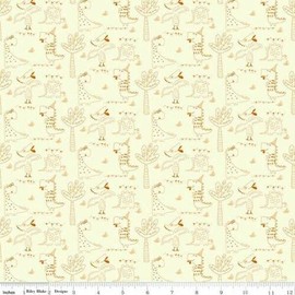 Eat Your Veggies Dinosaur Cream Cotton Fabric Riley Blake by The Yard