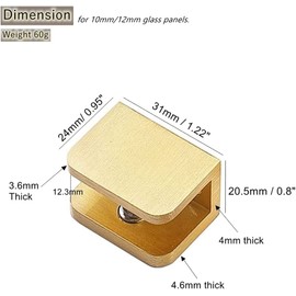 Pack of 10 LukLoy Glass Clamp for 10-12mm Glass, No-Drill-in-Glass Glass Holder Bracket Gold Glass Clip Clamp Support (Gold, 10)