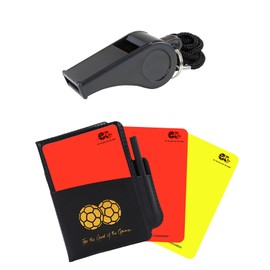 Soccer Referee Kit - Brightly Colored Red and Yellow Soccer Referee Cards and Whistle Made of Thick Premium Plastic with Cord, Loud and Clear Whistle Great for Coaches, Refereers, Lifeguards, Training