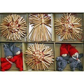 ScandinavianShoppe Straw Ornaments - Box of 22 Assorted