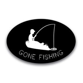 Magnet Me Up Gone Fishing Oval Magnet Decal, 4x6 Inches, Heavy Duty Automotive Magnet for Car Truck SUV