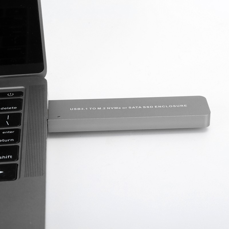 Hard Disk Box Aluminum Alloy USB3.1 to M.2 NVME/SATA SSD