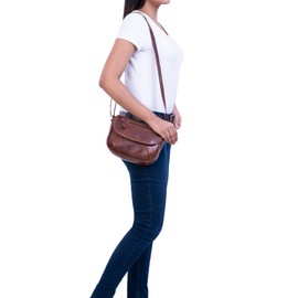 STILORD 'Tamara' Small Handbag Women's Leather Brown Shoulder Bag Vintage for Women for Going Out Evening Bag Party Bag Elegant Genuine Leather Bag, Porto - Cognac, shoulder bag