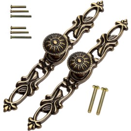 2PCS Retro Door Handle Metal Knob Cabinet Handle Brass Bronze Drawer Wardrobe Cupboard Pull Handle 152mm,Antique Brass